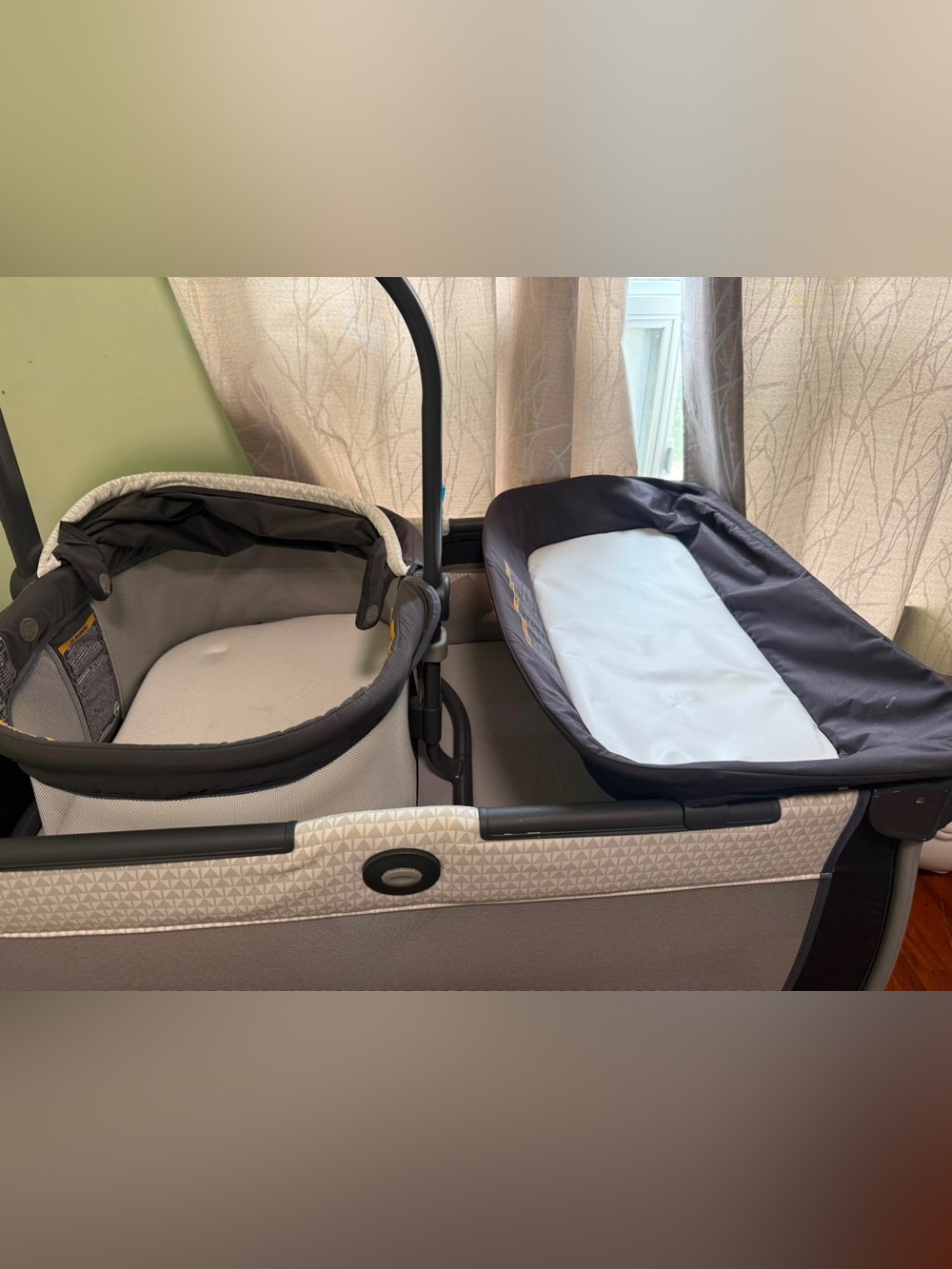 Neutral Gray Nursery Bassinet Organizer with Changing Tray